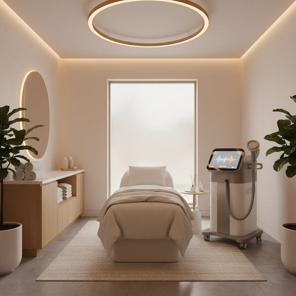 A modern body sculpting clinic treatment room