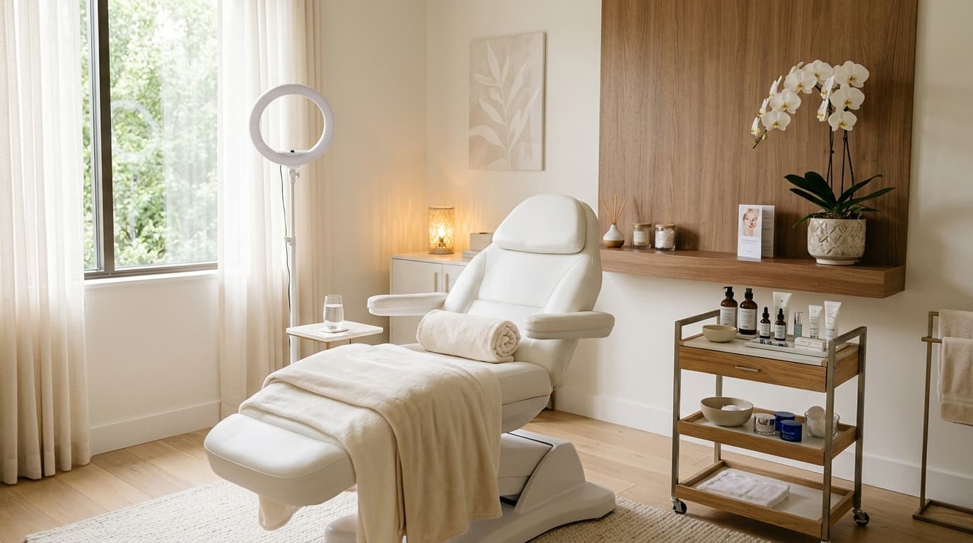 A modern med spa treatment room with professional equipment